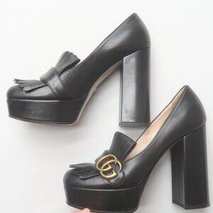Gucci GG Marmont Fringe Platform Pumps Size 37.5 / 7.5